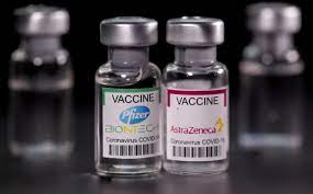 The different types of COVID vaccines. Picture featuring Pfizer and AstraZeneca. 