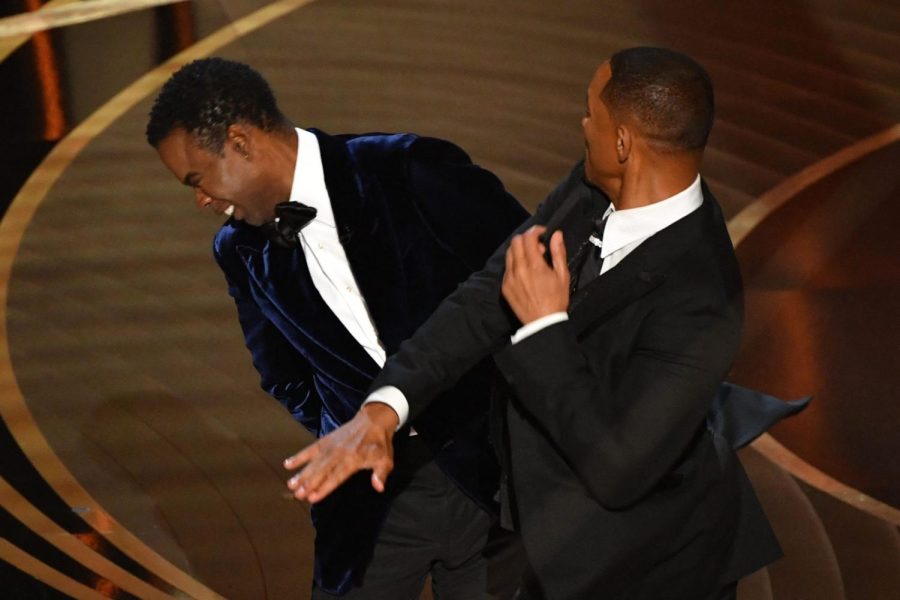 Will Smith smacking Chris Rock over a joke he made about Will's wife Jada Smith.