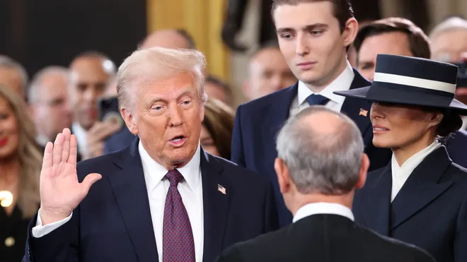 Trump being sworn in as the 47th president.